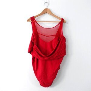 ADORE ME Swimsuit 4X Plus Red One Piece Illusion Cheeky Skimpy Mesh Bathing Suit